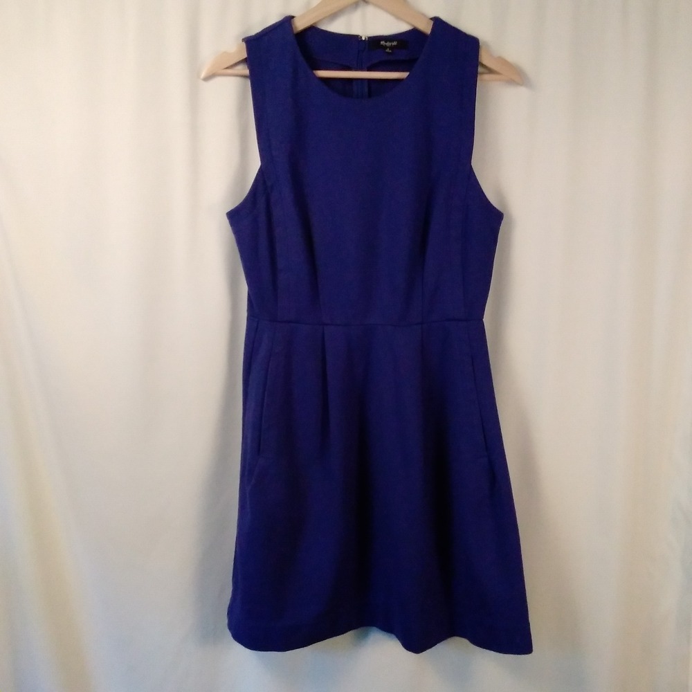 Madewell Womens 8 Abroad Dress Cobalt Blue Fit & Flare Knit‎ Pockets Stretch